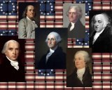 Founders include (clockwise, from left), Benjamin Franklin, Thomas Jefferson, John Adams, Alexander Hamilton, George Washington and James Madison. 